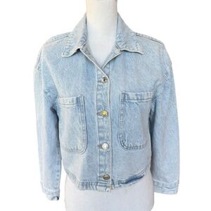 For‎ The Republic Light Wash Cropped Denim Jacket Blue Small